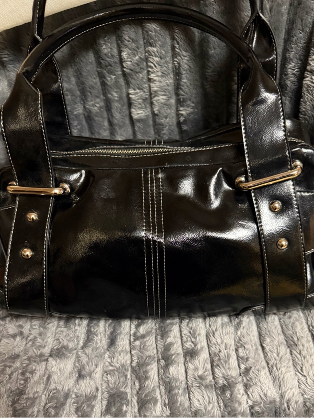 MAXX of NY Black Patent Leather Tote Bag - Sleek Everyday Handbag